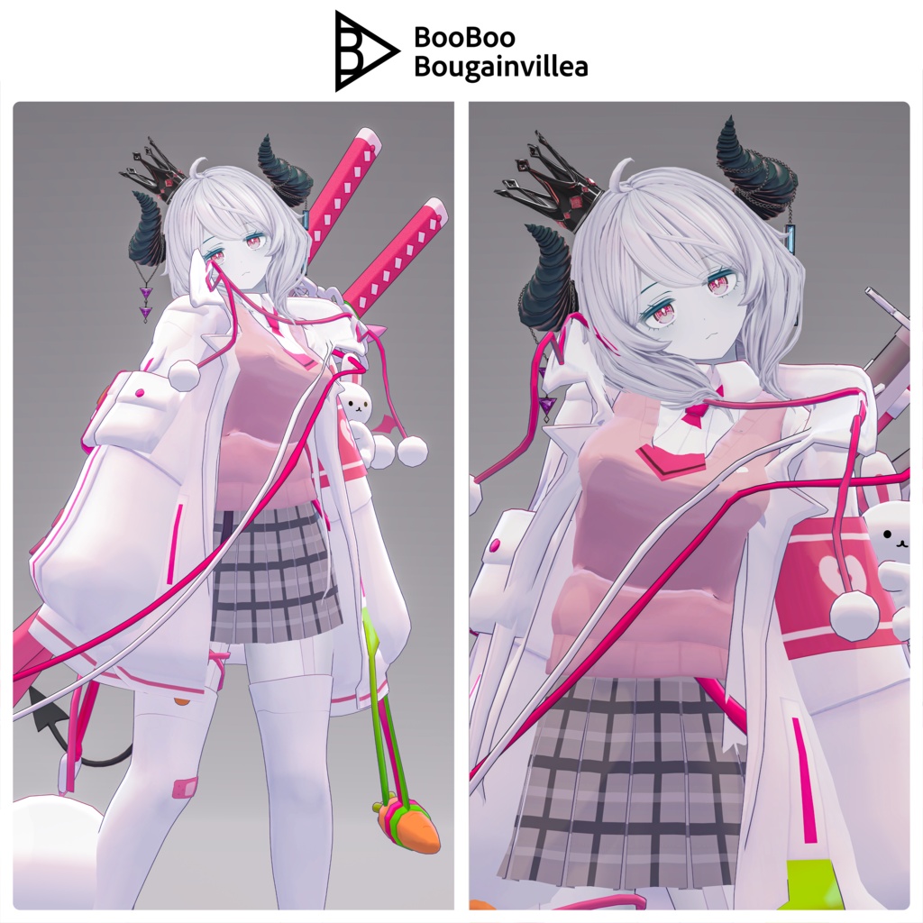「うさみみの委員長の伊兎卯さん」オリジナル3Dモデル VRChat向けアバター #e62f8b