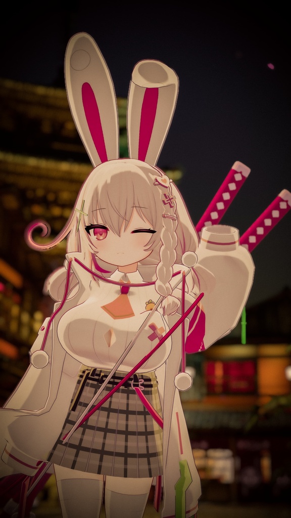 「うさみみの委員長の伊兎卯さん」オリジナル3Dモデル VRChat向けアバター #e62f8b