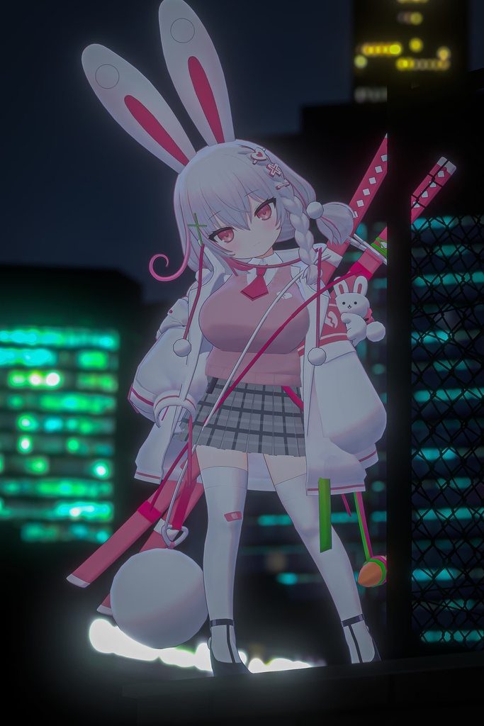 「うさみみの委員長の伊兎卯さん」オリジナル3Dモデル VRChat向けアバター #e62f8b