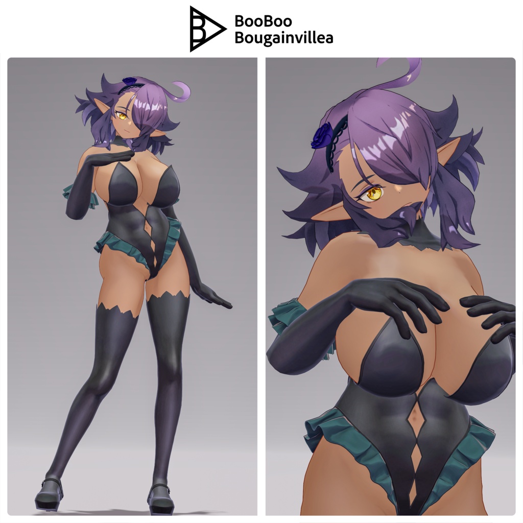 「黒薔薇のイレシス」オリジナル3Dモデル VRChat向けアバター #e62f8b