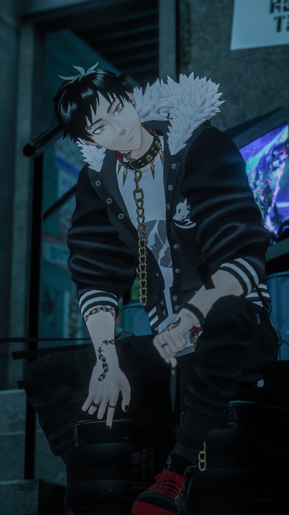 「咎牙」 複数アバター対応衣装同梱 オリジナル3Dモデル VRChat向けアバター #e62f8b