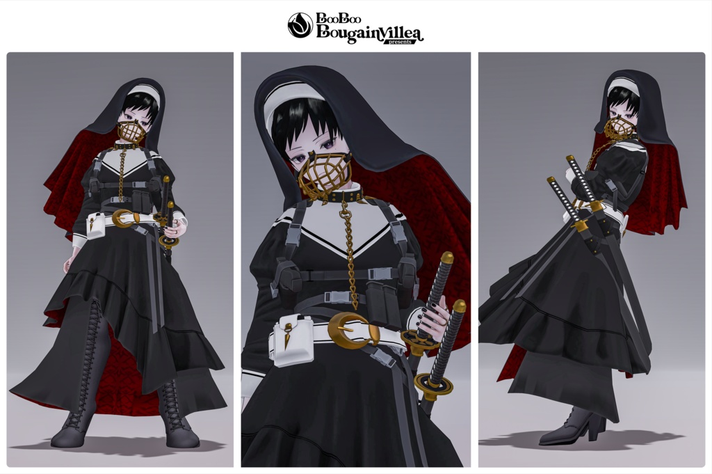 「咎牙」 複数アバター対応衣装同梱 オリジナル3Dモデル VRChat向けアバター #e62f8b