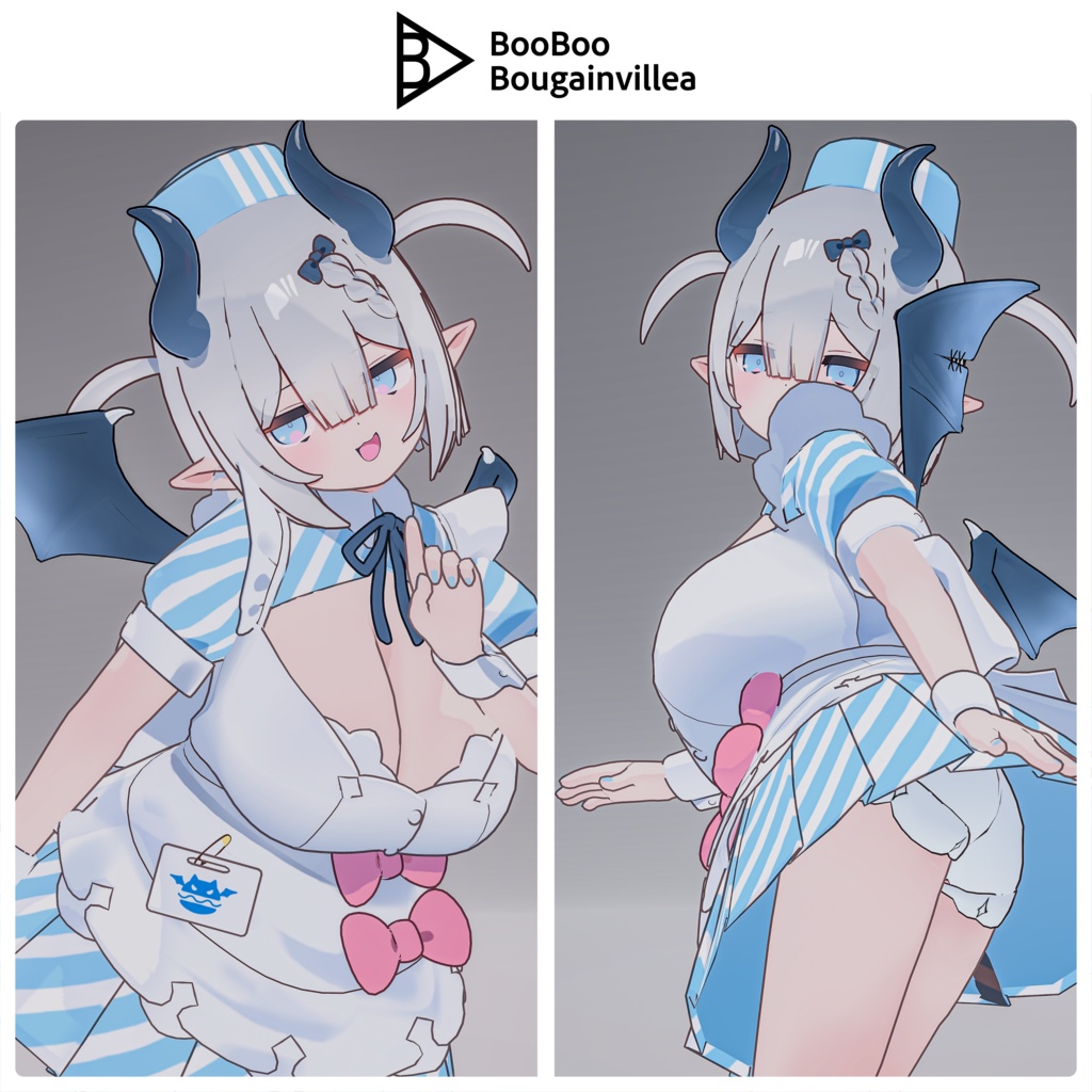 👿🍔デビルウエイトレス ベルセリナ 複数アバター対応衣装同梱 オリジナル3Dモデル VRChat向けアバター #e62f8b