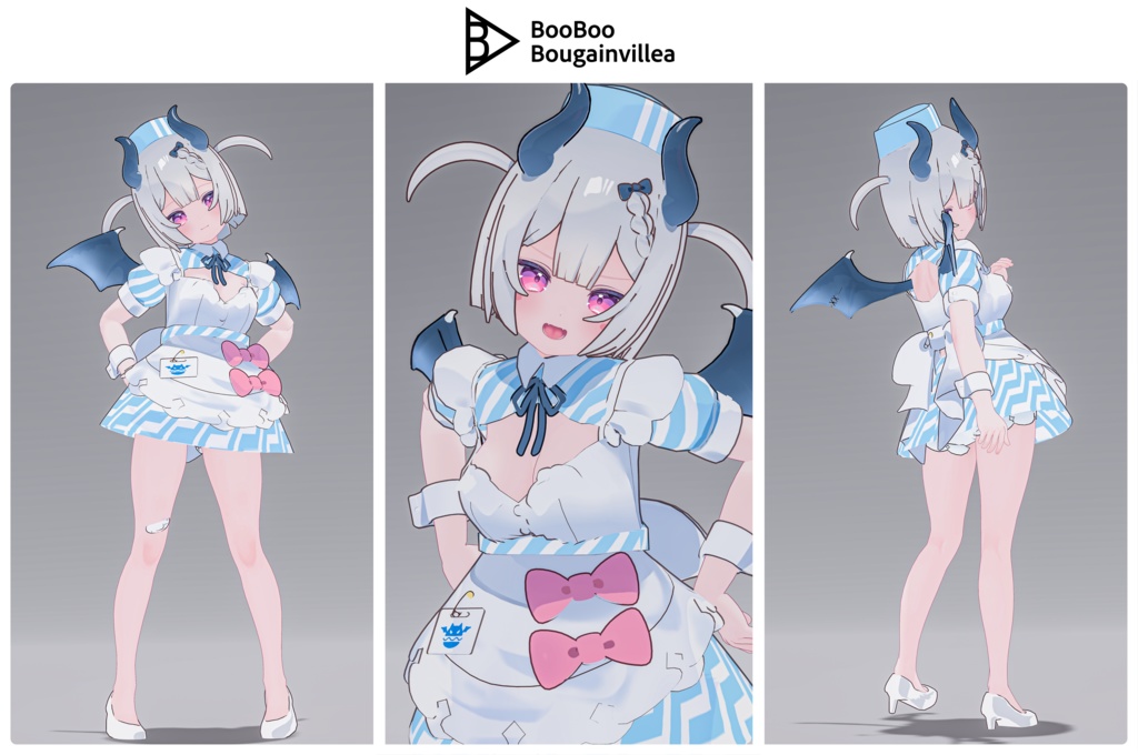 👿🍔デビルウエイトレス ベルセリナ 複数アバター対応衣装同梱 オリジナル3Dモデル VRChat向けアバター #e62f8b