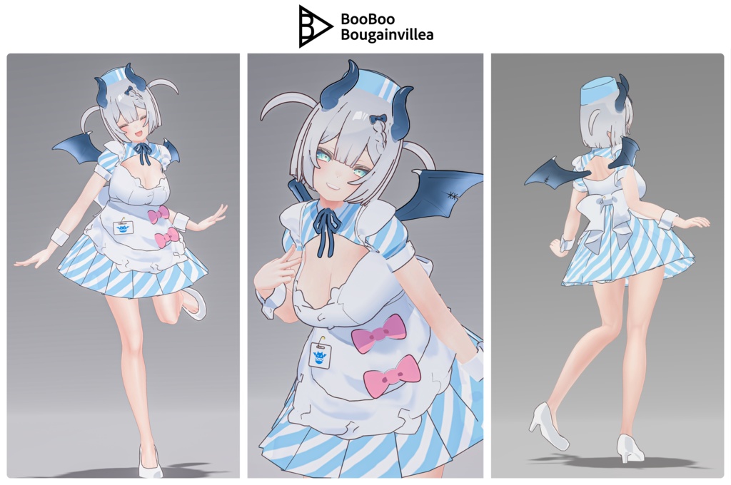 👿🍔デビルウエイトレス ベルセリナ 複数アバター対応衣装同梱 オリジナル3Dモデル VRChat向けアバター #e62f8b