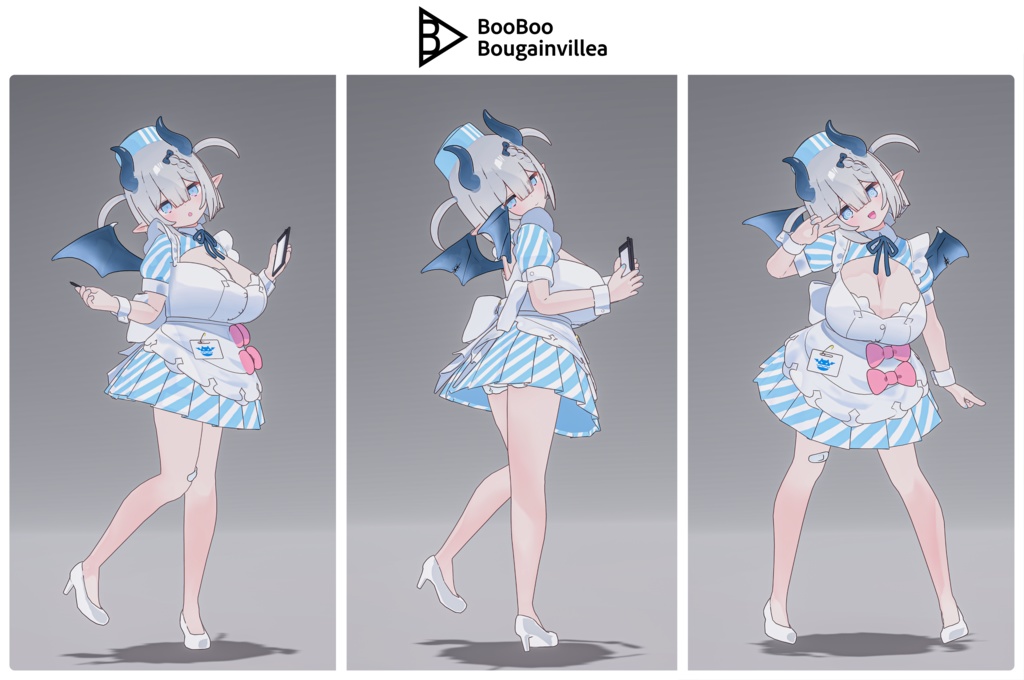 👿🍔デビルウエイトレス ベルセリナ 複数アバター対応衣装同梱 オリジナル3Dモデル VRChat向けアバター #e62f8b