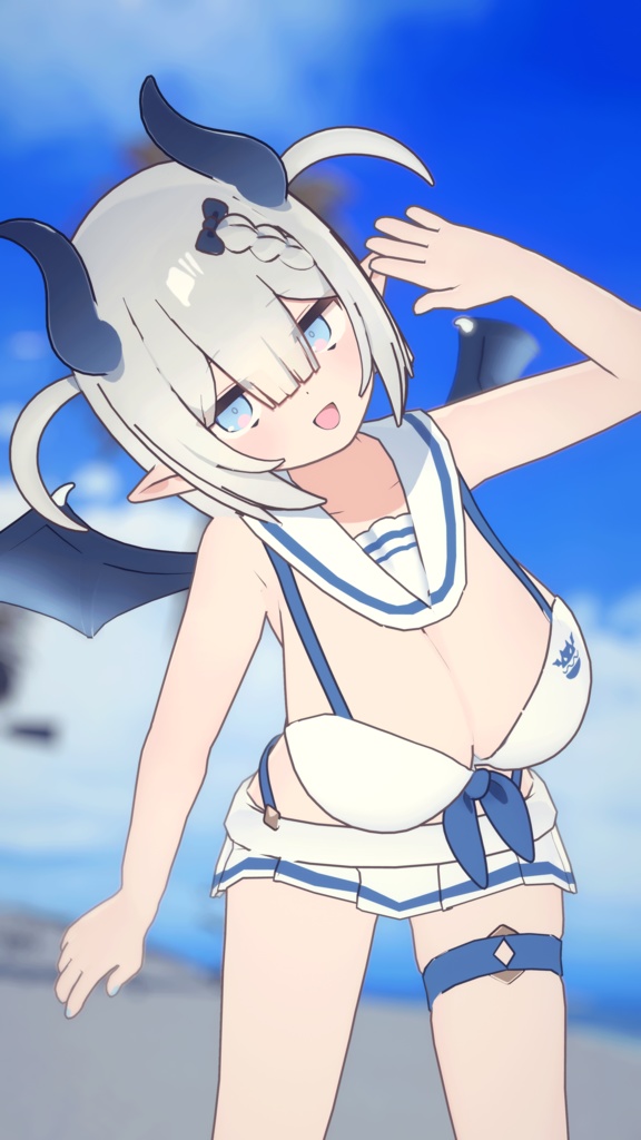 👿🍔デビルウエイトレス ベルセリナ 複数アバター対応衣装同梱 オリジナル3Dモデル VRChat向けアバター #e62f8b