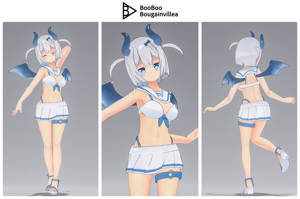 👿🍔デビルウエイトレス ベルセリナ 複数アバター対応衣装同梱 オリジナル3Dモデル VRChat向けアバター #e62f8b