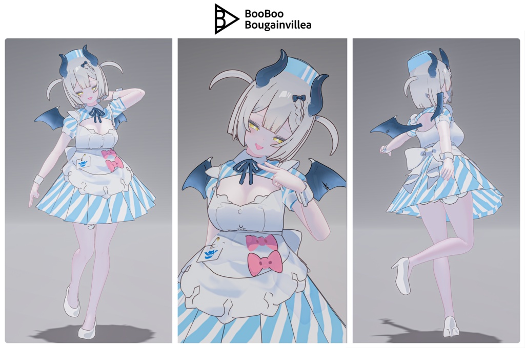 👿🍔デビルウエイトレス ベルセリナ 複数アバター対応衣装同梱 オリジナル3Dモデル VRChat向けアバター #e62f8b