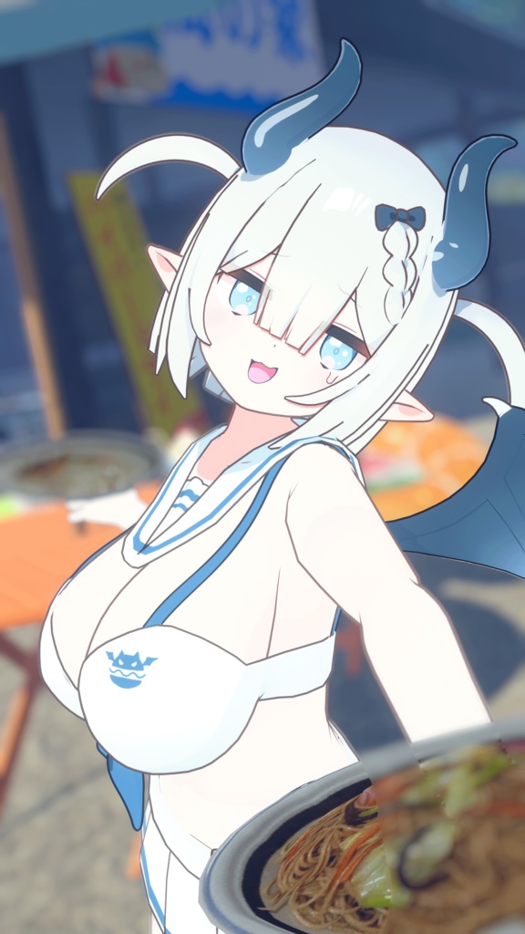 👿🍔デビルウエイトレス ベルセリナ 複数アバター対応衣装同梱 オリジナル3Dモデル VRChat向けアバター #e62f8b