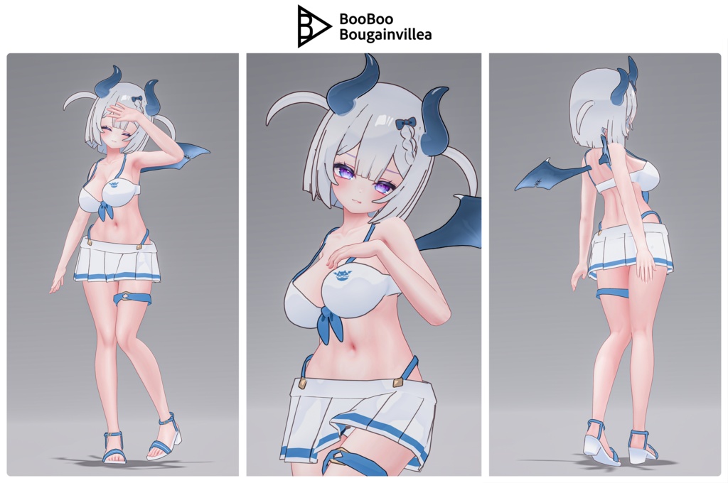 👿🍔デビルウエイトレス ベルセリナ 複数アバター対応衣装同梱 オリジナル3Dモデル VRChat向けアバター #e62f8b