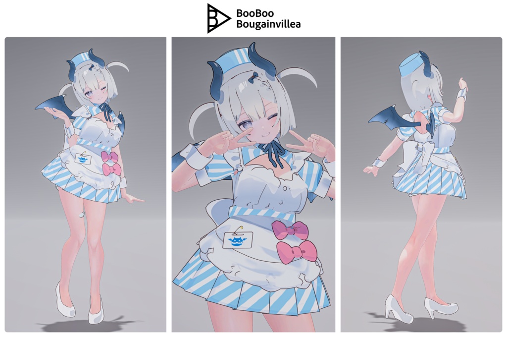 👿🍔デビルウエイトレス ベルセリナ 複数アバター対応衣装同梱 オリジナル3Dモデル VRChat向けアバター #e62f8b