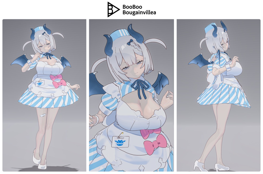 👿🍔デビルウエイトレス ベルセリナ 複数アバター対応衣装同梱 オリジナル3Dモデル VRChat向けアバター #e62f8b