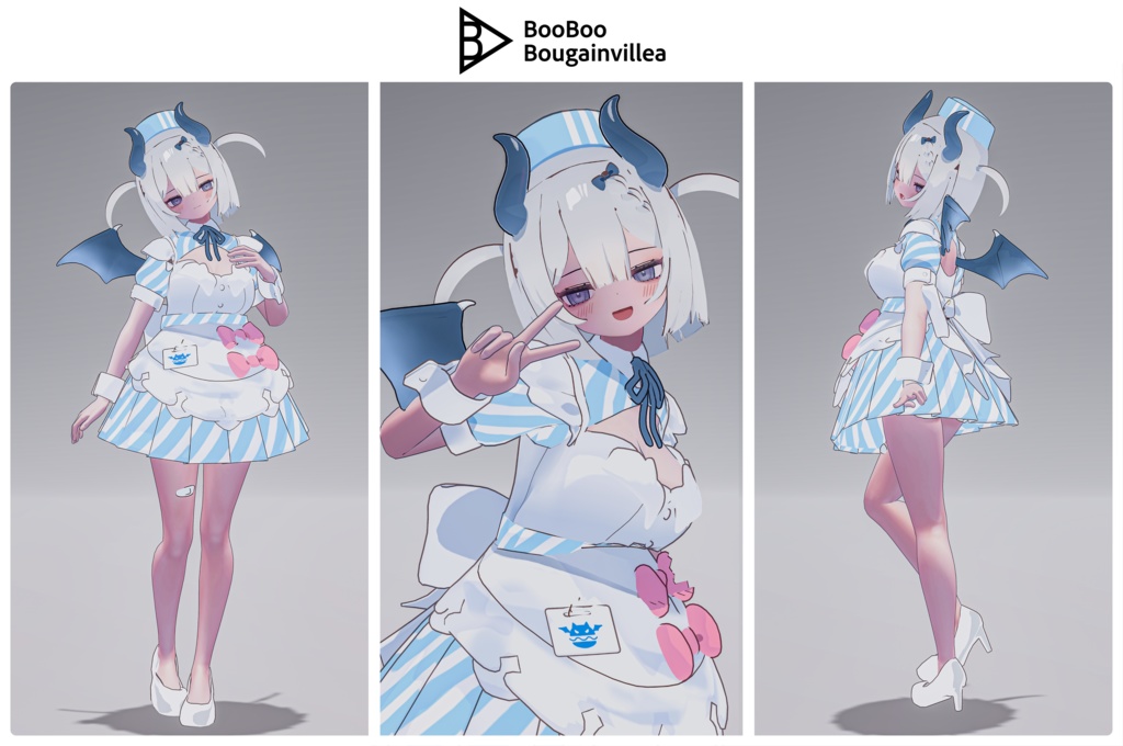 👿🍔デビルウエイトレス ベルセリナ 複数アバター対応衣装同梱 オリジナル3Dモデル VRChat向けアバター #e62f8b