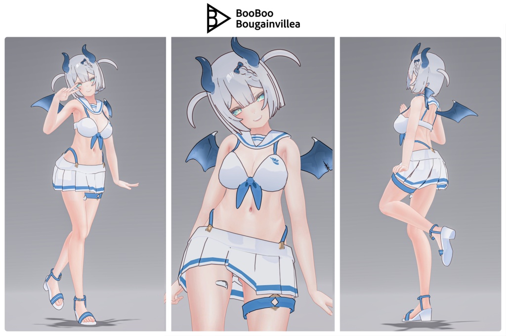 👿🍔デビルウエイトレス ベルセリナ 複数アバター対応衣装同梱 オリジナル3Dモデル VRChat向けアバター #e62f8b