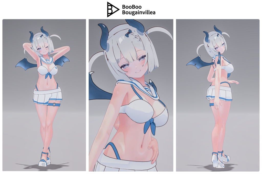 👿🍔デビルウエイトレス ベルセリナ 複数アバター対応衣装同梱 オリジナル3Dモデル VRChat向けアバター #e62f8b