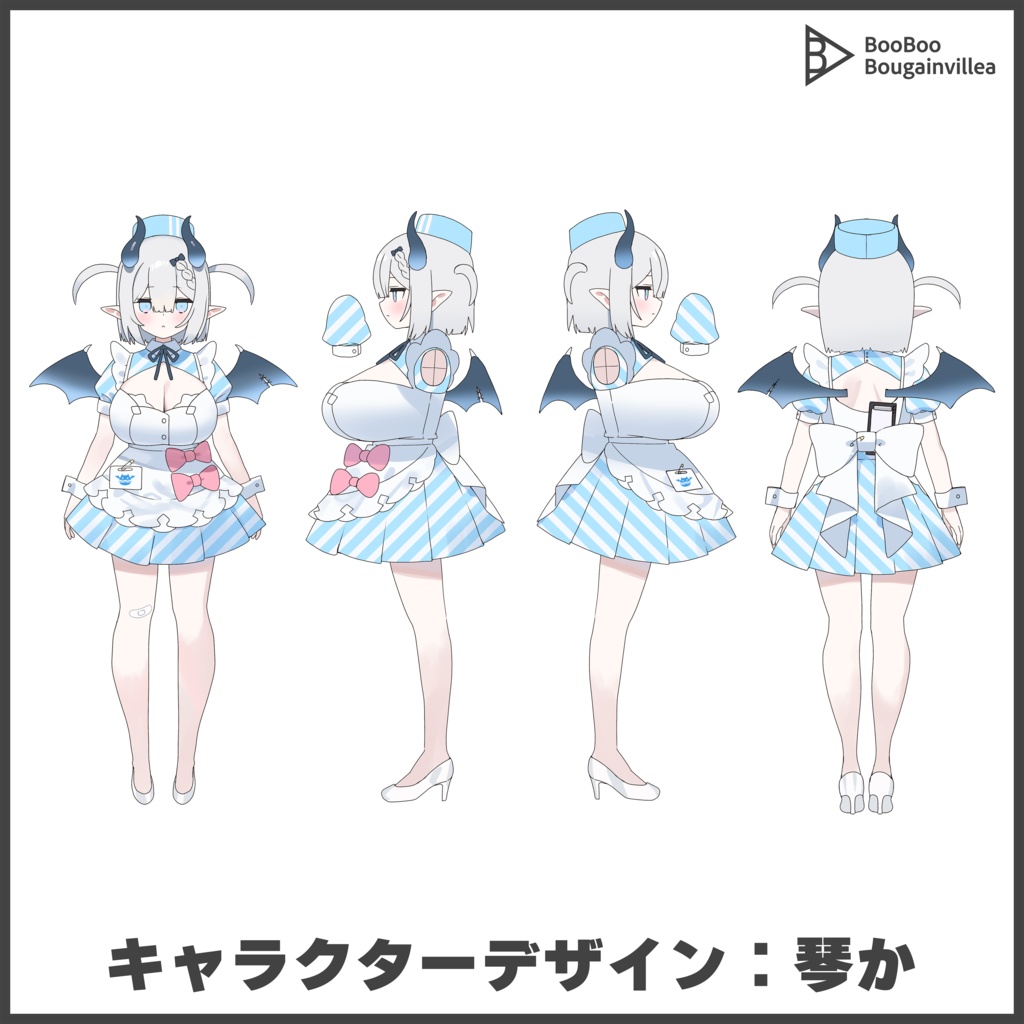 👿🍔デビルウエイトレス ベルセリナ 複数アバター対応衣装同梱 オリジナル3Dモデル VRChat向けアバター #e62f8b