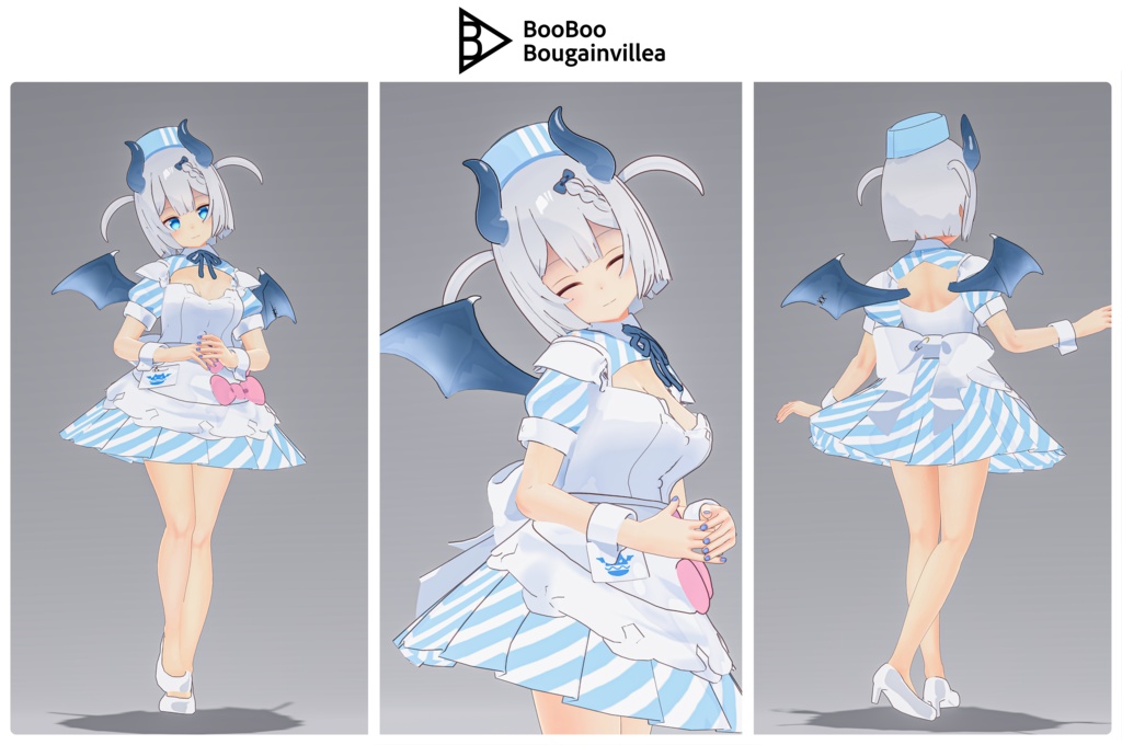 👿🍔デビルウエイトレス ベルセリナ 複数アバター対応衣装同梱 オリジナル3Dモデル VRChat向けアバター #e62f8b