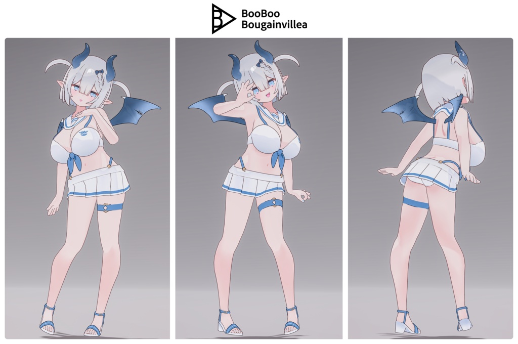 👿🍔デビルウエイトレス ベルセリナ 複数アバター対応衣装同梱 オリジナル3Dモデル VRChat向けアバター #e62f8b