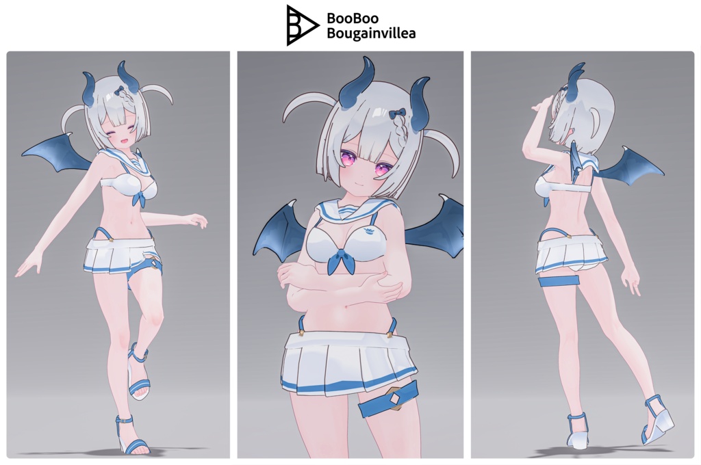 👿🍔デビルウエイトレス ベルセリナ 複数アバター対応衣装同梱 オリジナル3Dモデル VRChat向けアバター #e62f8b