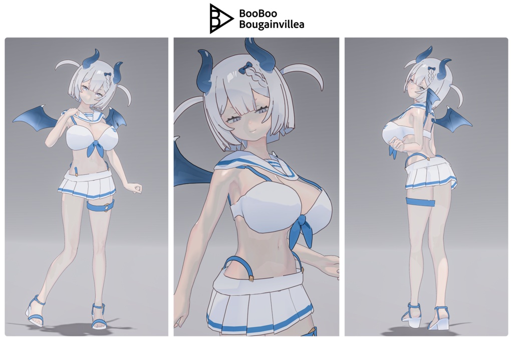 👿🍔デビルウエイトレス ベルセリナ 複数アバター対応衣装同梱 オリジナル3Dモデル VRChat向けアバター #e62f8b