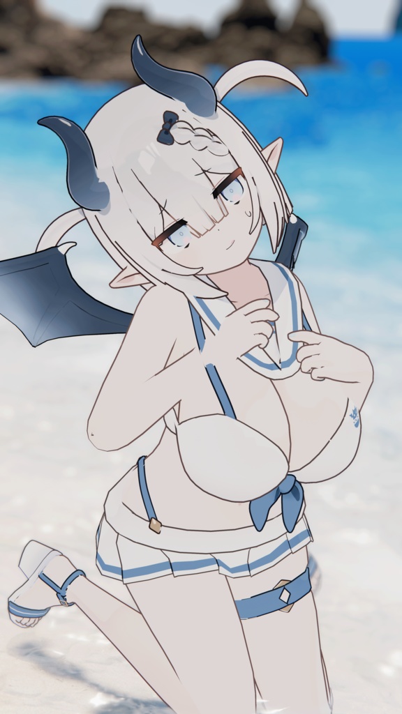 👿🍔デビルウエイトレス ベルセリナ 複数アバター対応衣装同梱 オリジナル3Dモデル VRChat向けアバター #e62f8b