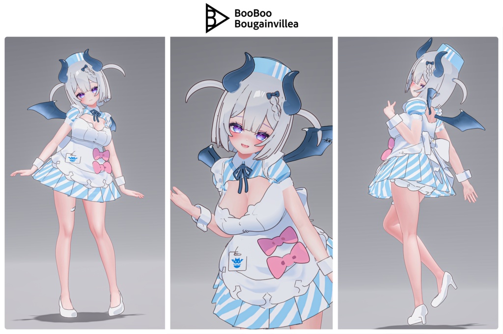 👿🍔デビルウエイトレス ベルセリナ 複数アバター対応衣装同梱 オリジナル3Dモデル VRChat向けアバター #e62f8b