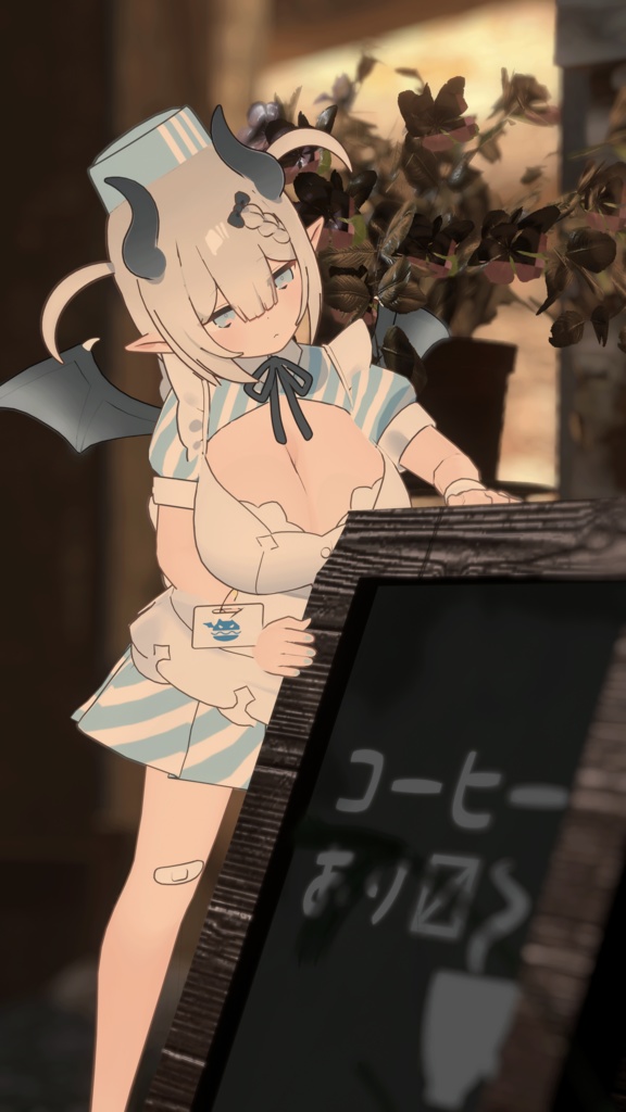 👿🍔デビルウエイトレス ベルセリナ 複数アバター対応衣装同梱 オリジナル3Dモデル VRChat向けアバター #e62f8b