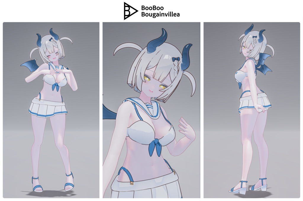 👿🍔デビルウエイトレス ベルセリナ 複数アバター対応衣装同梱 オリジナル3Dモデル VRChat向けアバター #e62f8b