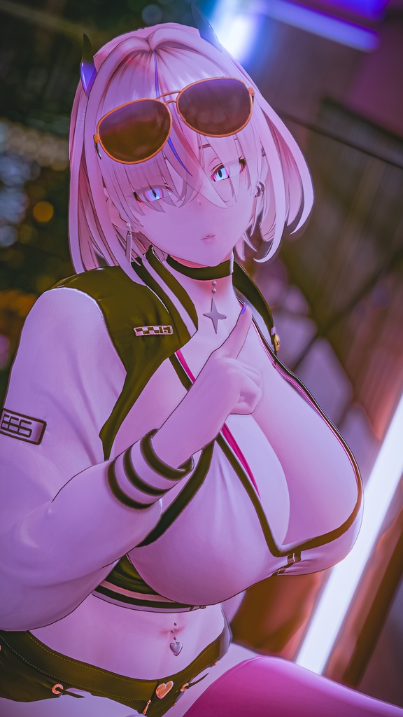 悪魔ギャルのサタニカ 複数アバター対応衣装同梱 オリジナル3Dモデル VRChat向けアバター #e62f8b