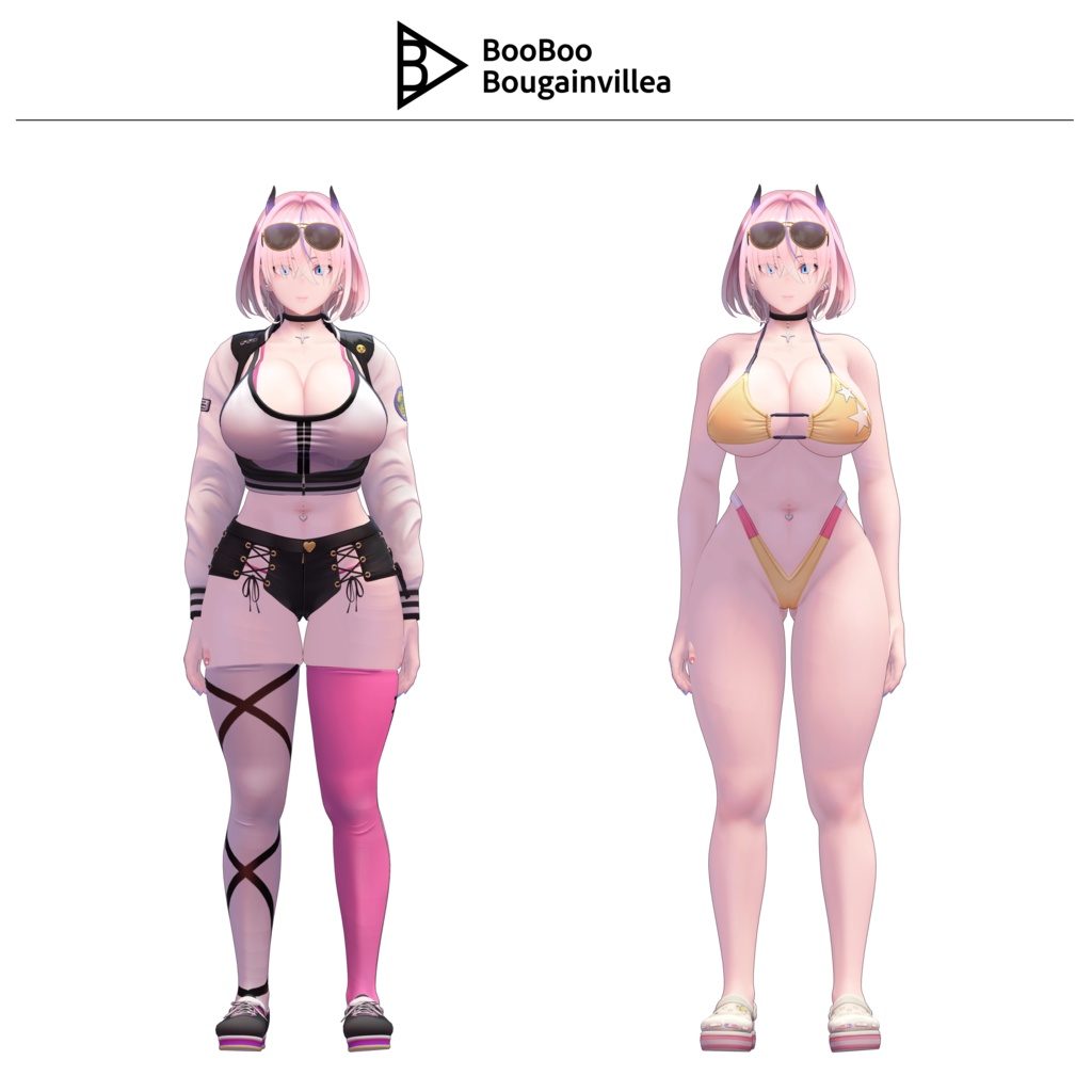 悪魔ギャルのサタニカ 複数アバター対応衣装同梱 オリジナル3Dモデル VRChat向けアバター #e62f8b