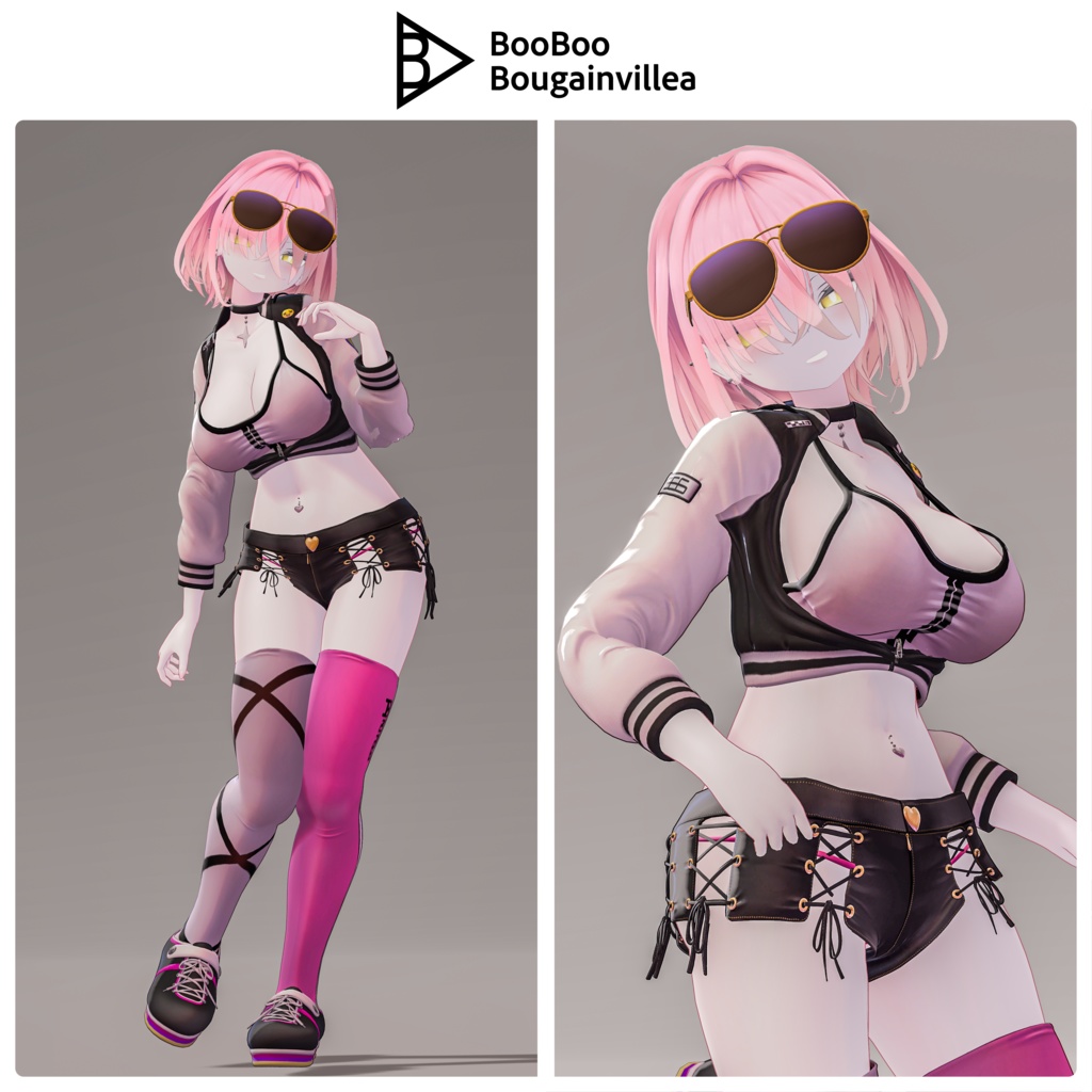 悪魔ギャルのサタニカ 複数アバター対応衣装同梱 オリジナル3Dモデル VRChat向けアバター #e62f8b