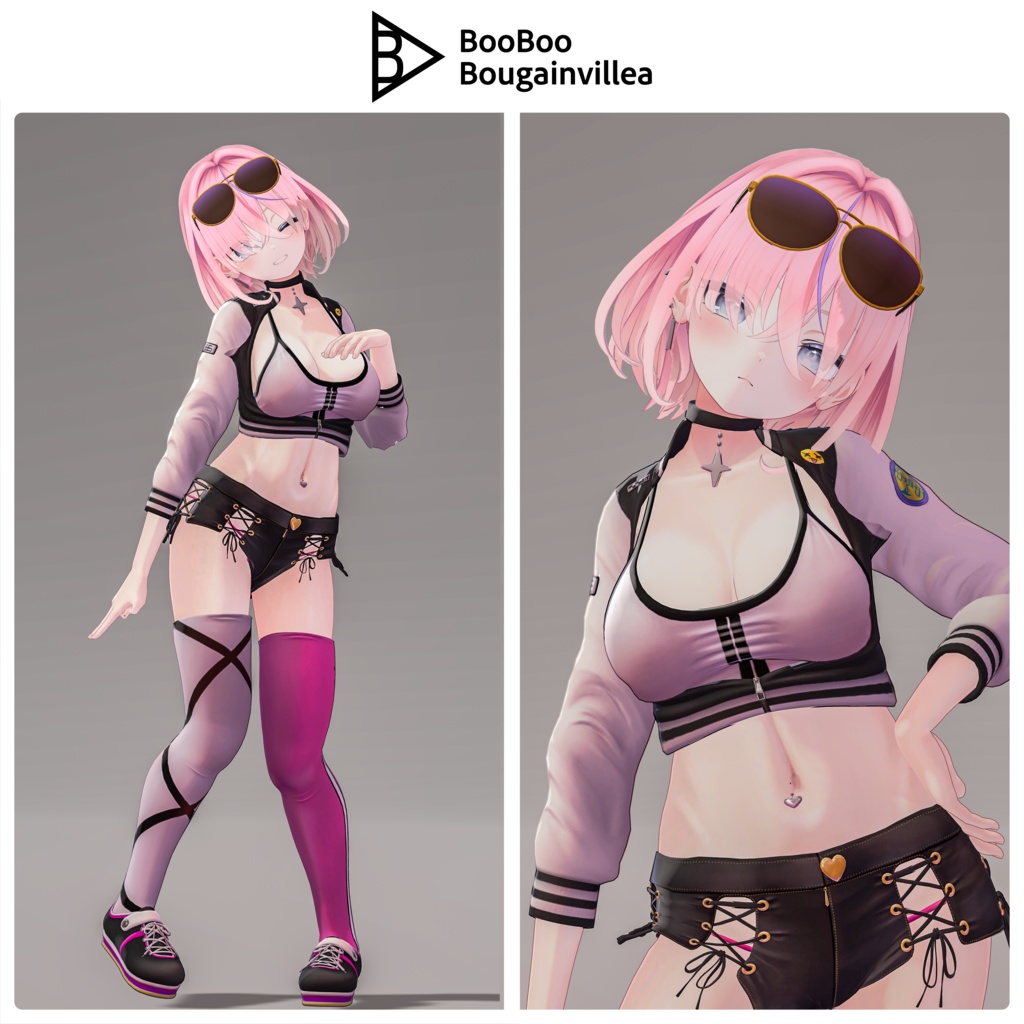 悪魔ギャルのサタニカ 複数アバター対応衣装同梱 オリジナル3Dモデル VRChat向けアバター #e62f8b