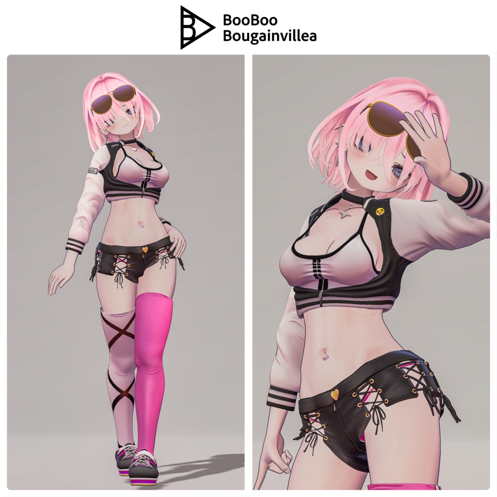 悪魔ギャルのサタニカ 複数アバター対応衣装同梱 オリジナル3Dモデル VRChat向けアバター #e62f8b