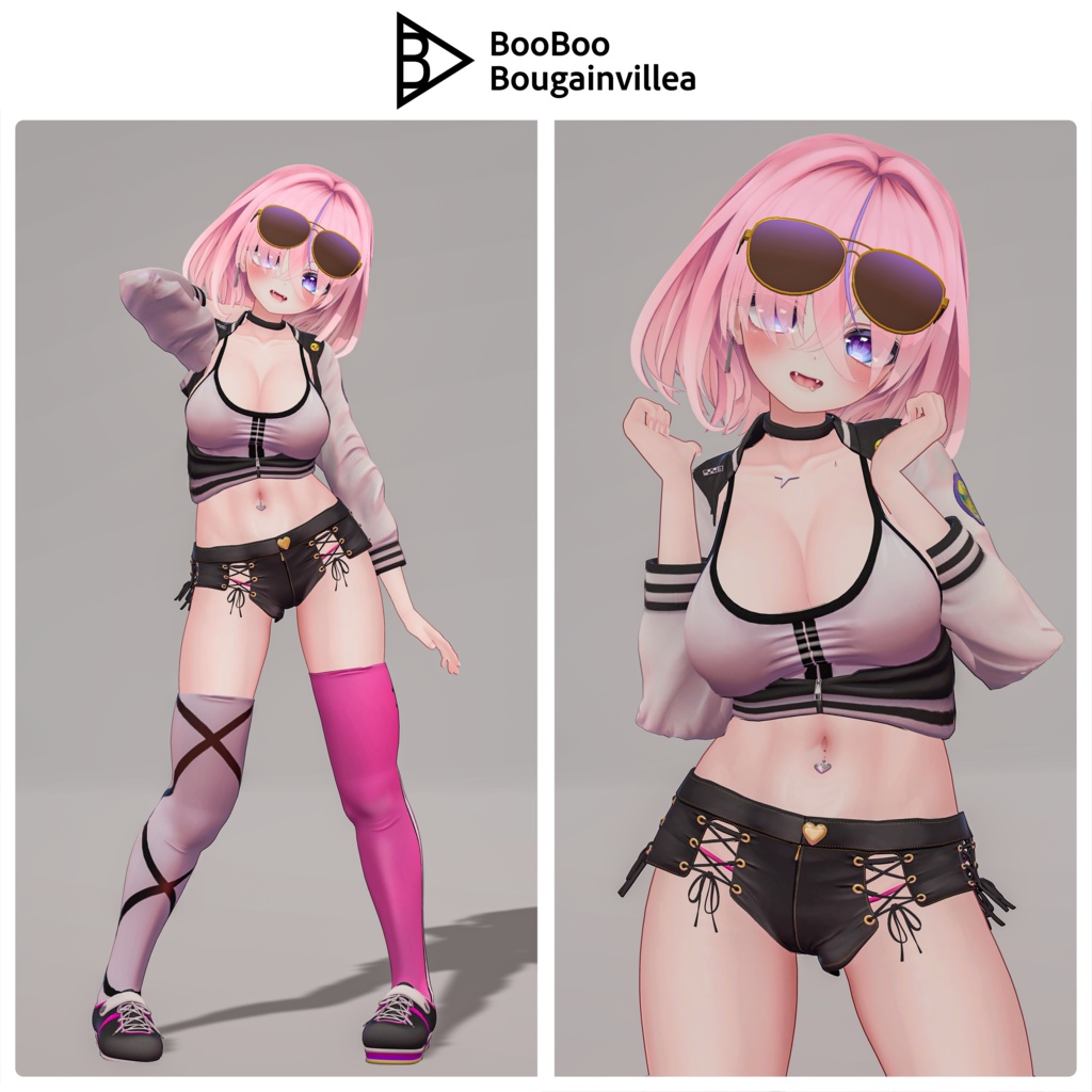 悪魔ギャルのサタニカ 複数アバター対応衣装同梱 オリジナル3Dモデル VRChat向けアバター #e62f8b