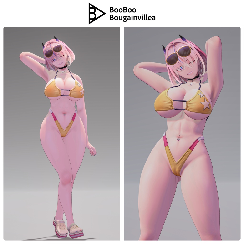 悪魔ギャルのサタニカ 複数アバター対応衣装同梱 オリジナル3Dモデル VRChat向けアバター #e62f8b