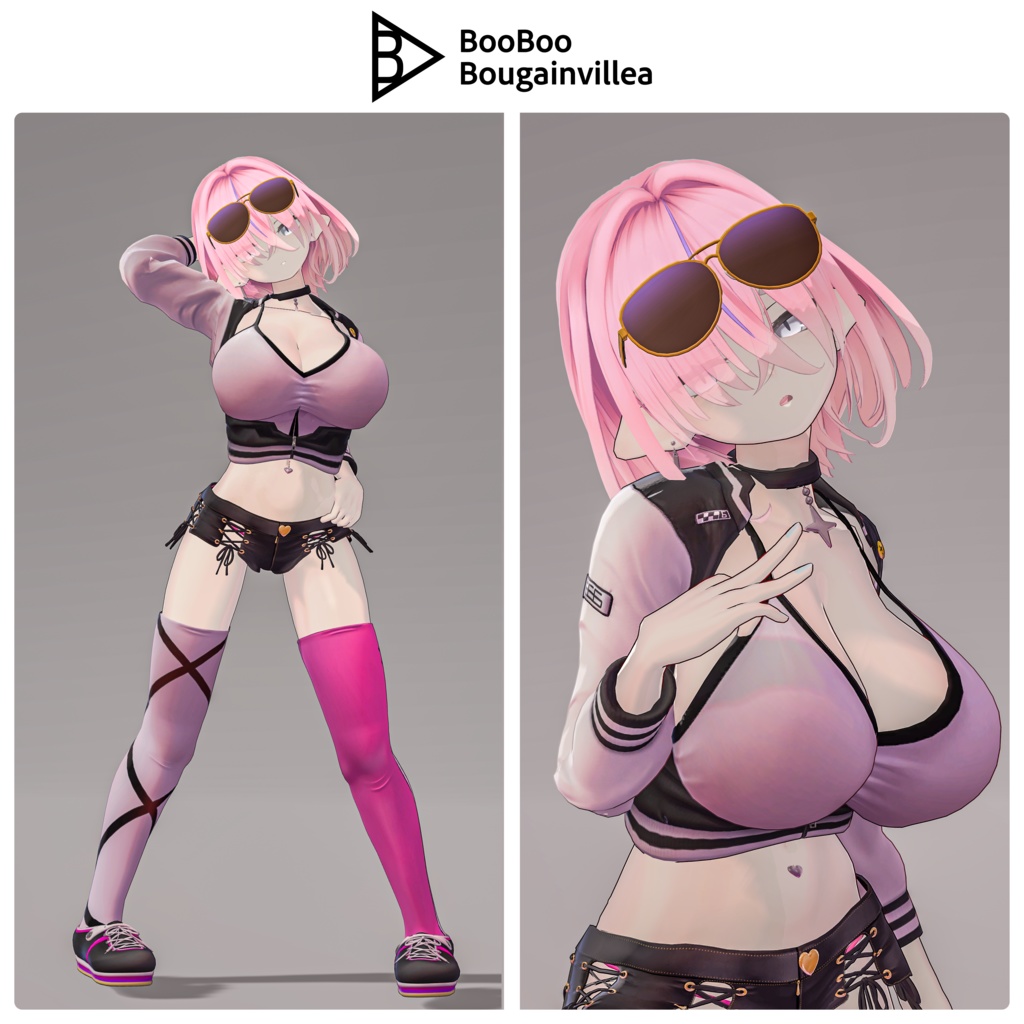 悪魔ギャルのサタニカ 複数アバター対応衣装同梱 オリジナル3Dモデル VRChat向けアバター #e62f8b