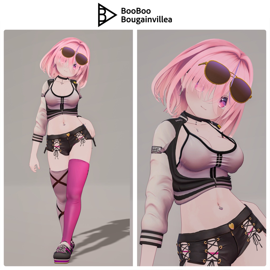 悪魔ギャルのサタニカ 複数アバター対応衣装同梱 オリジナル3Dモデル VRChat向けアバター #e62f8b