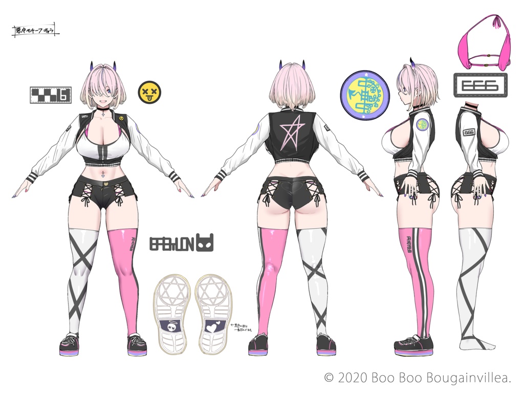 悪魔ギャルのサタニカ 複数アバター対応衣装同梱 オリジナル3Dモデル VRChat向けアバター #e62f8b