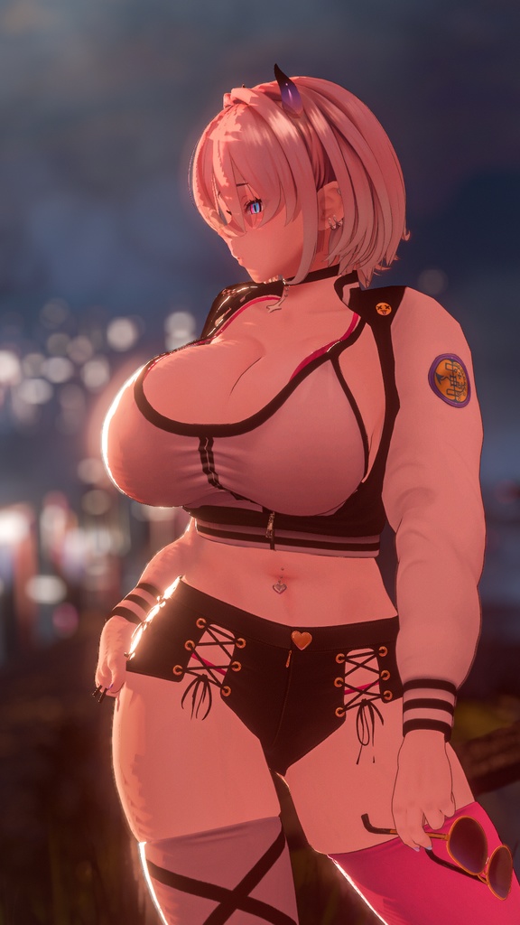 悪魔ギャルのサタニカ 複数アバター対応衣装同梱 オリジナル3Dモデル VRChat向けアバター #e62f8b