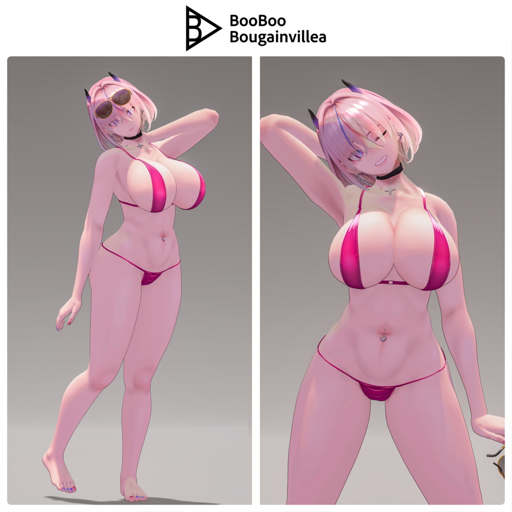 悪魔ギャルのサタニカ 複数アバター対応衣装同梱 オリジナル3Dモデル VRChat向けアバター #e62f8b