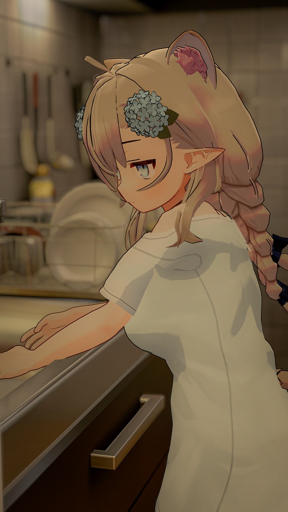 ジト目エルフのモニカ VRChat向けオリジナル3Dアバター #e62f8b