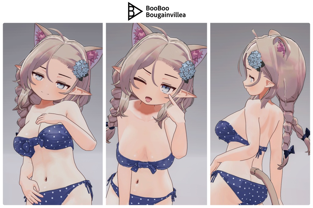 ジト目エルフのモニカ VRChat向けオリジナル3Dアバター #e62f8b