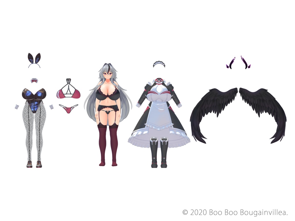 銀髪堕天使メイド ノクシエル VRChat向けオリジナル3Dアバター #e62f8b