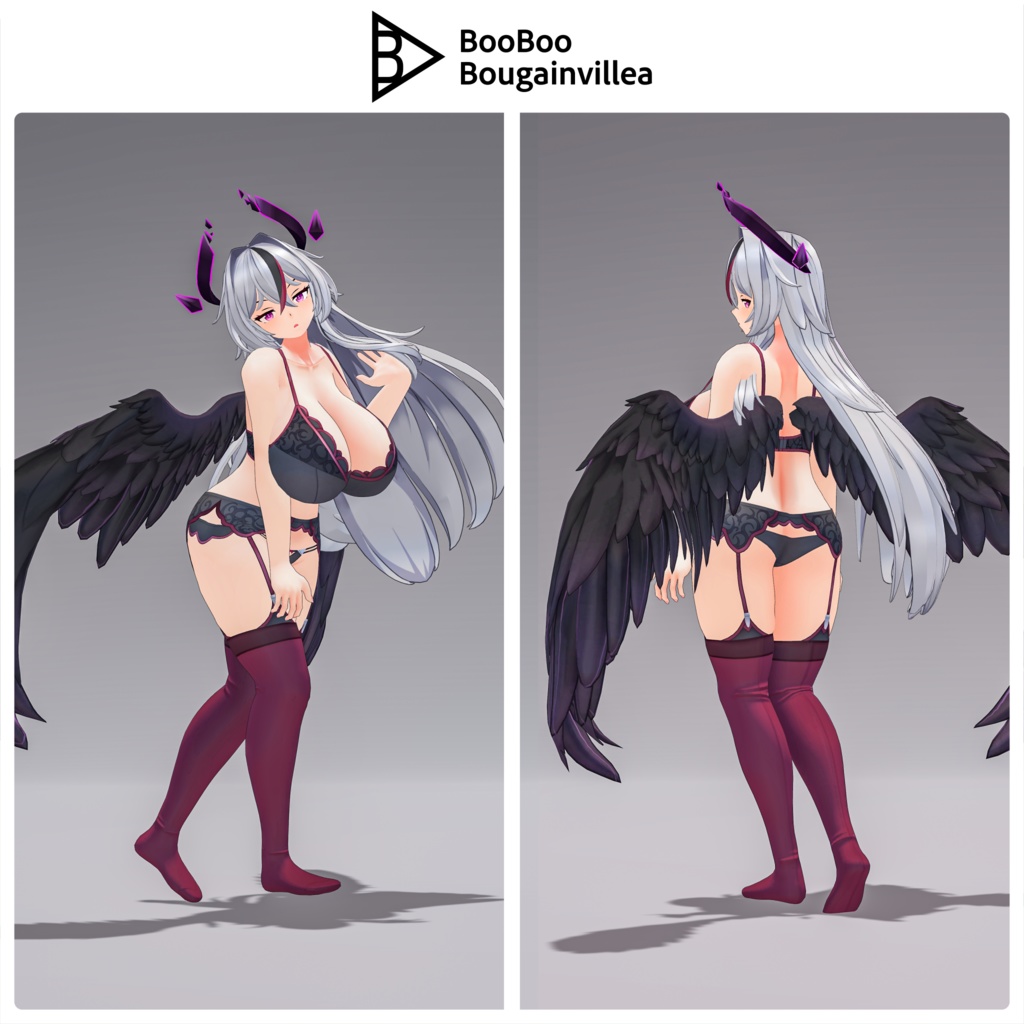 銀髪堕天使メイド ノクシエル VRChat向けオリジナル3Dアバター #e62f8b