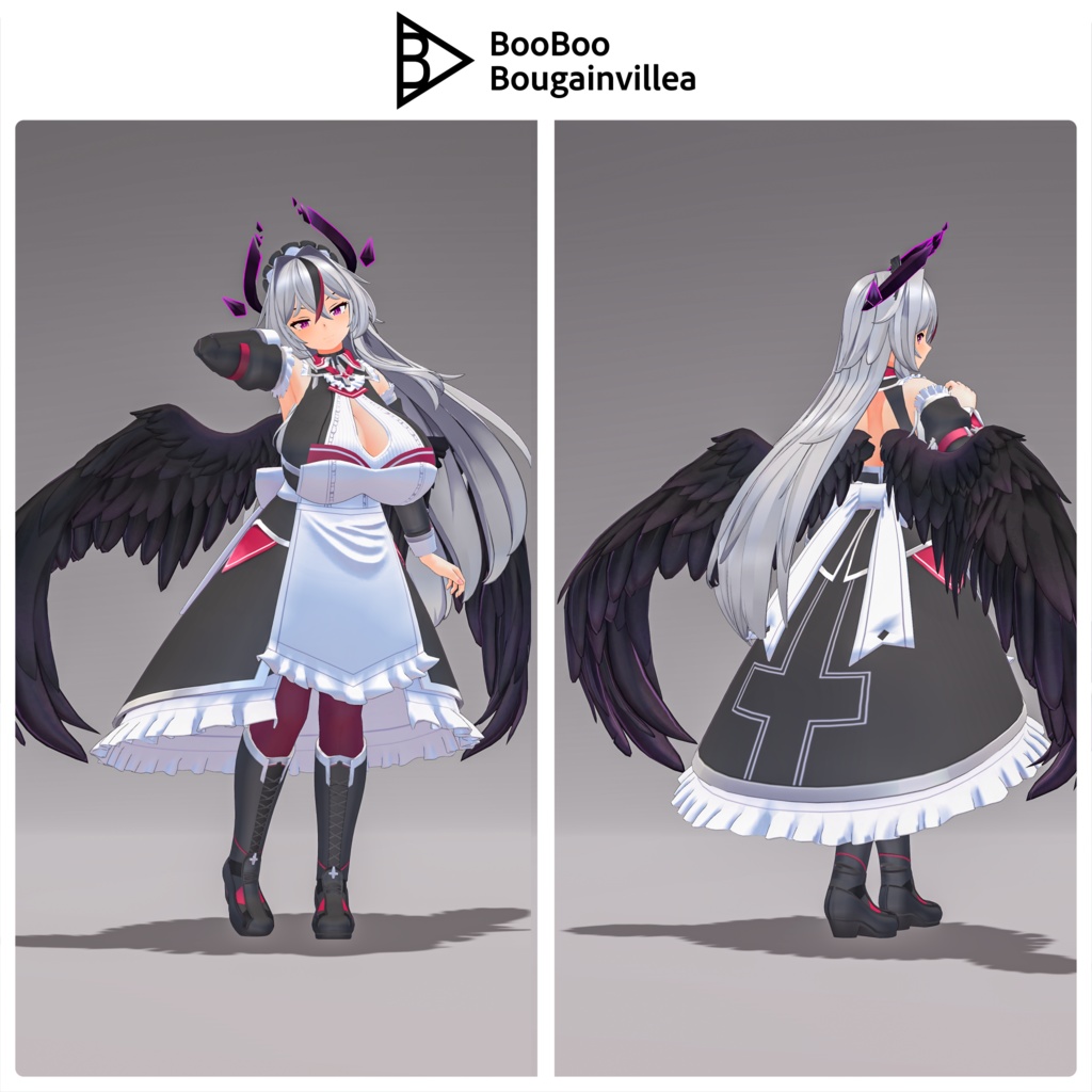 銀髪堕天使メイド ノクシエル VRChat向けオリジナル3Dアバター #e62f8b