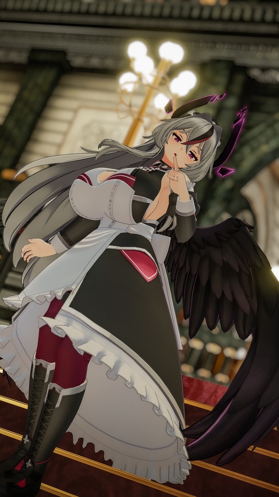 銀髪堕天使メイド ノクシエル VRChat向けオリジナル3Dアバター #e62f8b