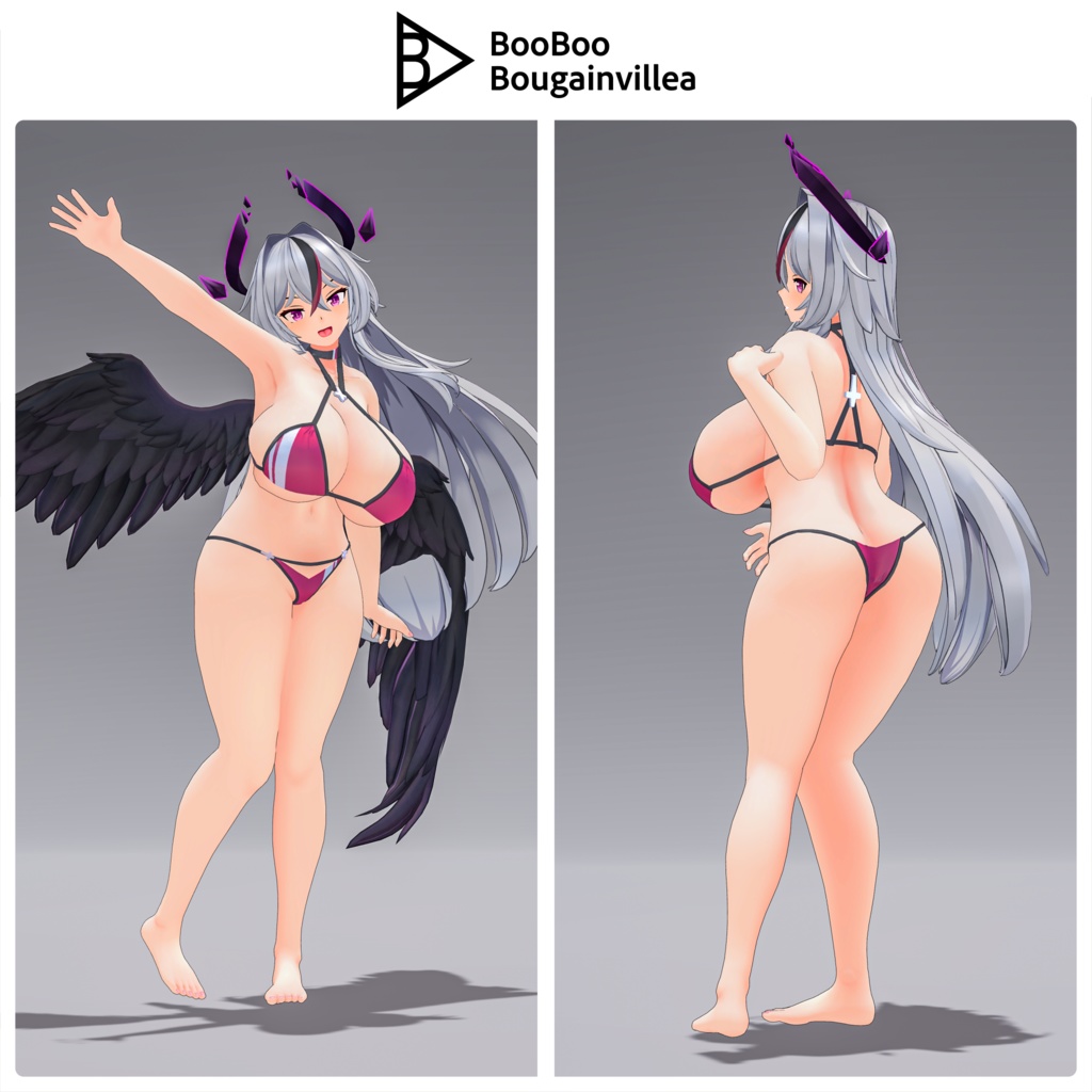 銀髪堕天使メイド ノクシエル VRChat向けオリジナル3Dアバター #e62f8b