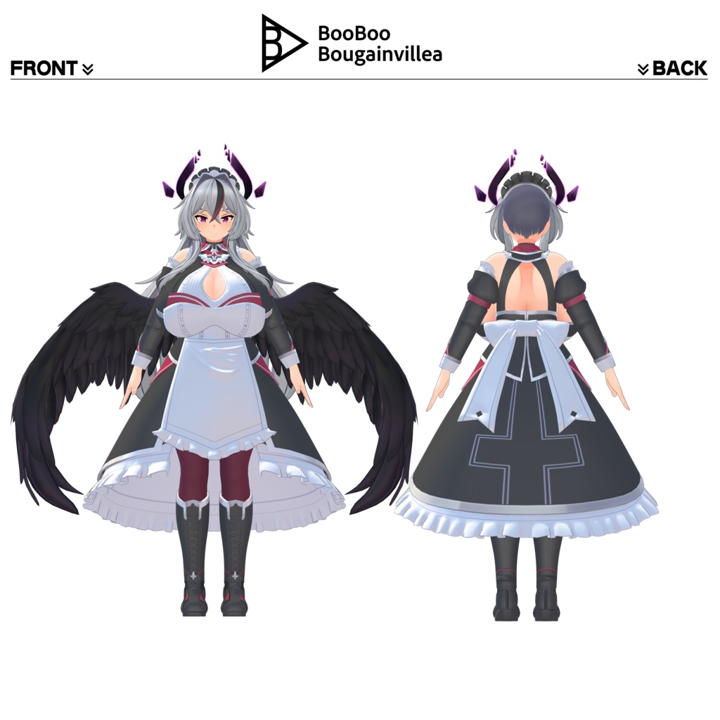 銀髪堕天使メイド ノクシエル VRChat向けオリジナル3Dアバター #e62f8b