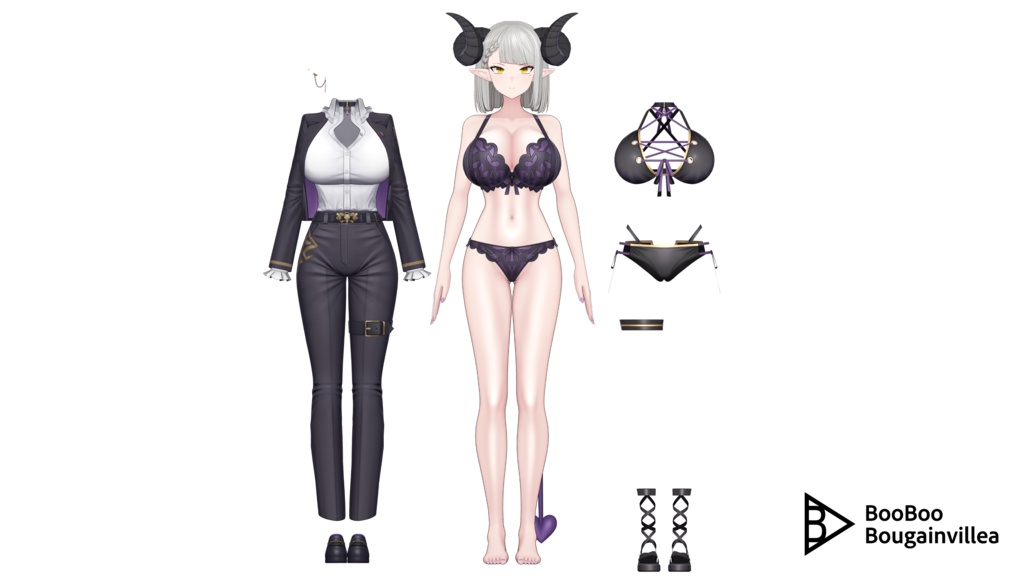銀髪スーツの悪魔 メイネーラ VRChat向けオリジナル3Dアバター #e62f8b